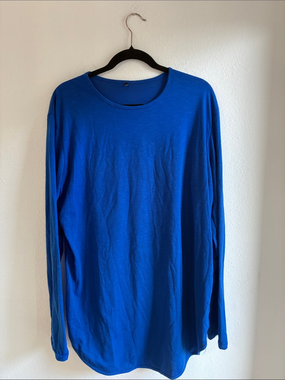 Men's Long-Sleeve Crewneck Shirt in Cobalt Blue